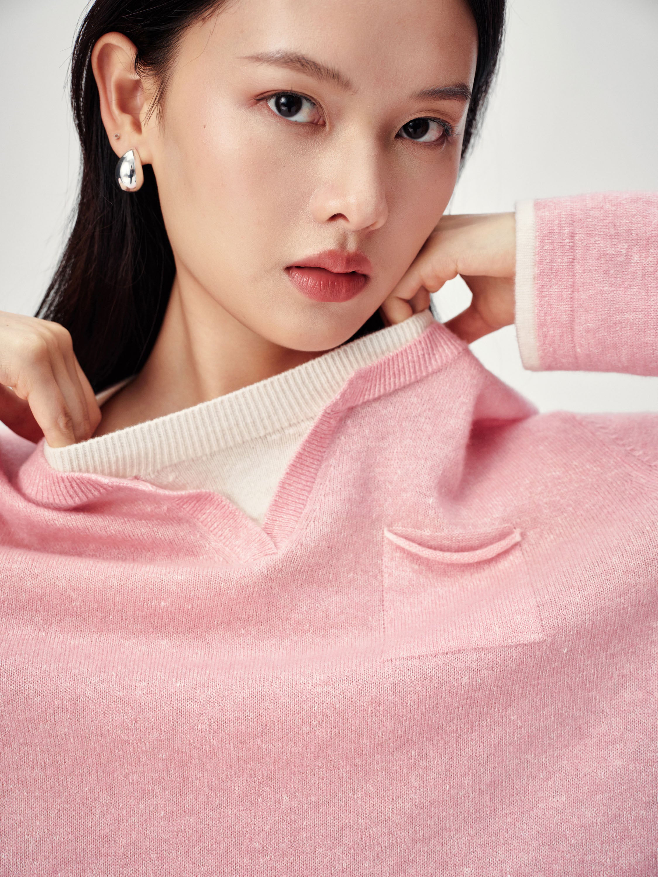 EP YAYING Faux Two-Piece Knit Pullover