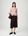 EP YAYING Light Color Cashmere Colorblock Trim Zip Pullover