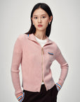 EP YAYING Light Color Cashmere Colorblock Trim Zip Pullover