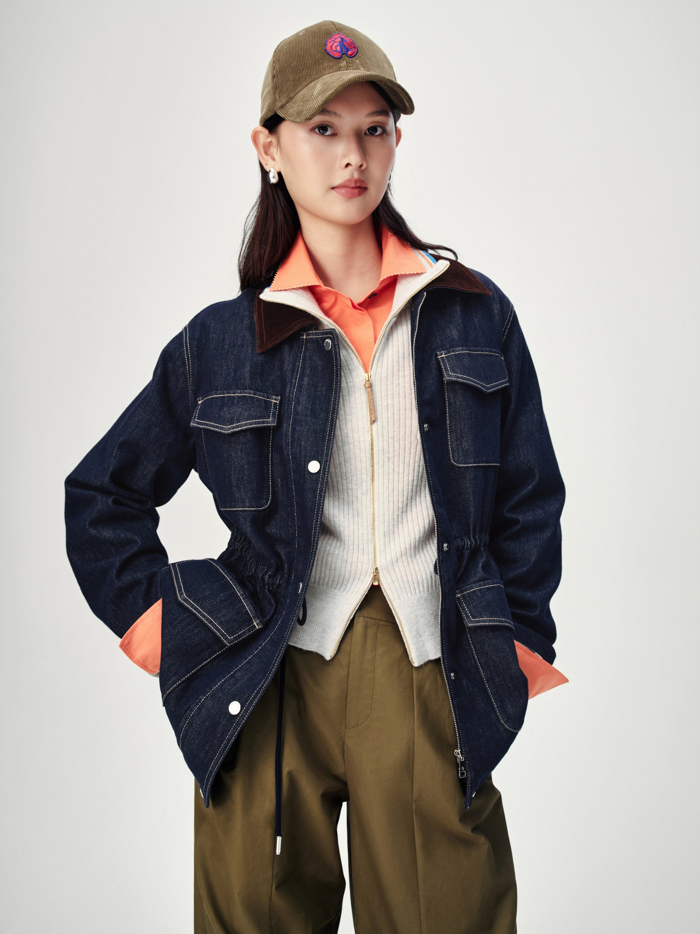 EP YAYING Vintage Relaxed Washed Denim Jacket