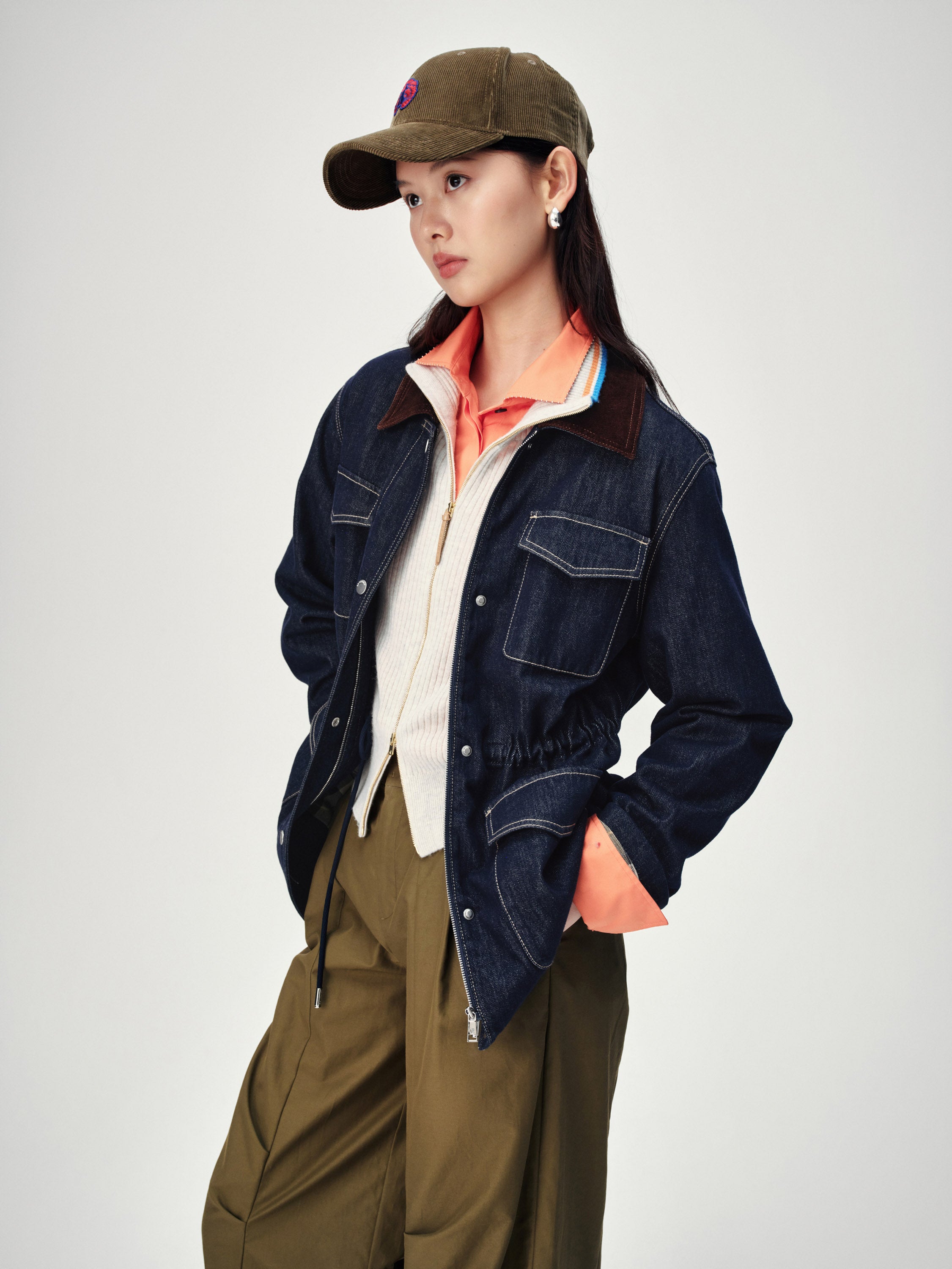 EP YAYING Vintage Relaxed Washed Denim Jacket