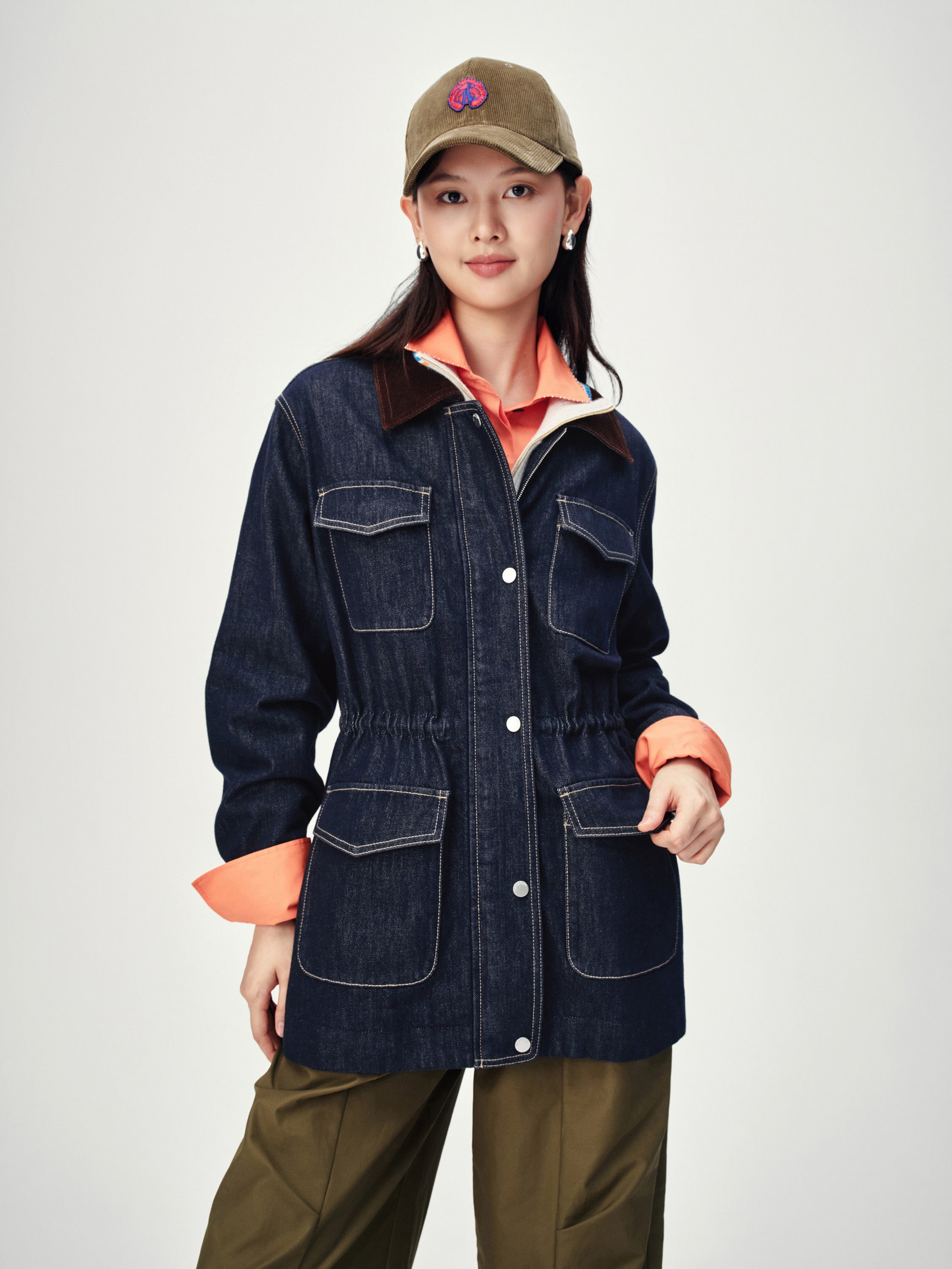 EP YAYING Vintage Relaxed Washed Denim Jacket