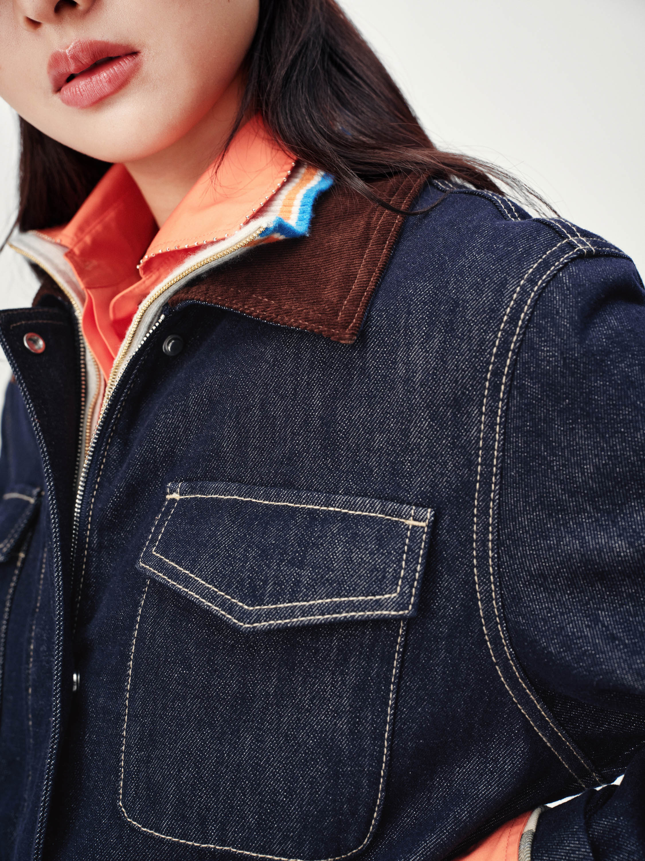 EP YAYING Vintage Relaxed Washed Denim Jacket