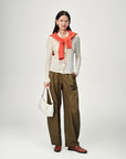 EP YAYING Polo Collar Waist-Fitted Cardigan