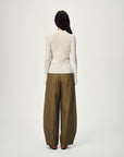EP YAYING Polo Collar Waist-Fitted Cardigan
