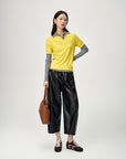 EP YAYING Stand Collar Cashmere Polo Sweater