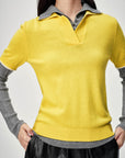 EP YAYING Stand Collar Cashmere Polo Sweater