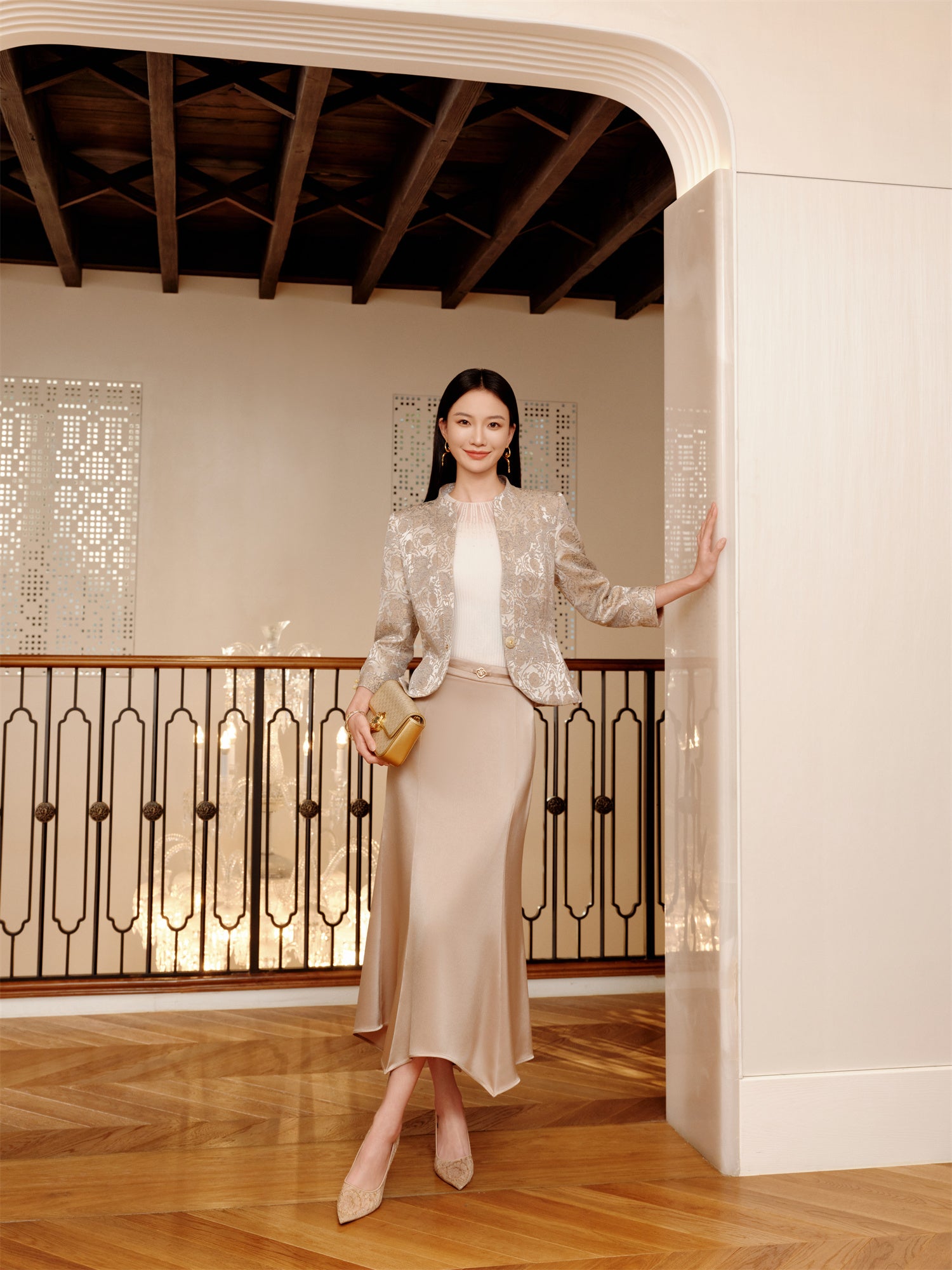 Yaying mulberry silk jacquard suit EPKPS1112BE