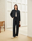 YAYING Textured Straight Pants EPKAA6415AZ