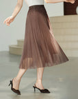 YAYING Pleated Tulle Midi Skirt EPKAA3401AK