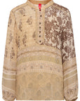 YAYING 100% Silk Peony Print Pullover Shirt