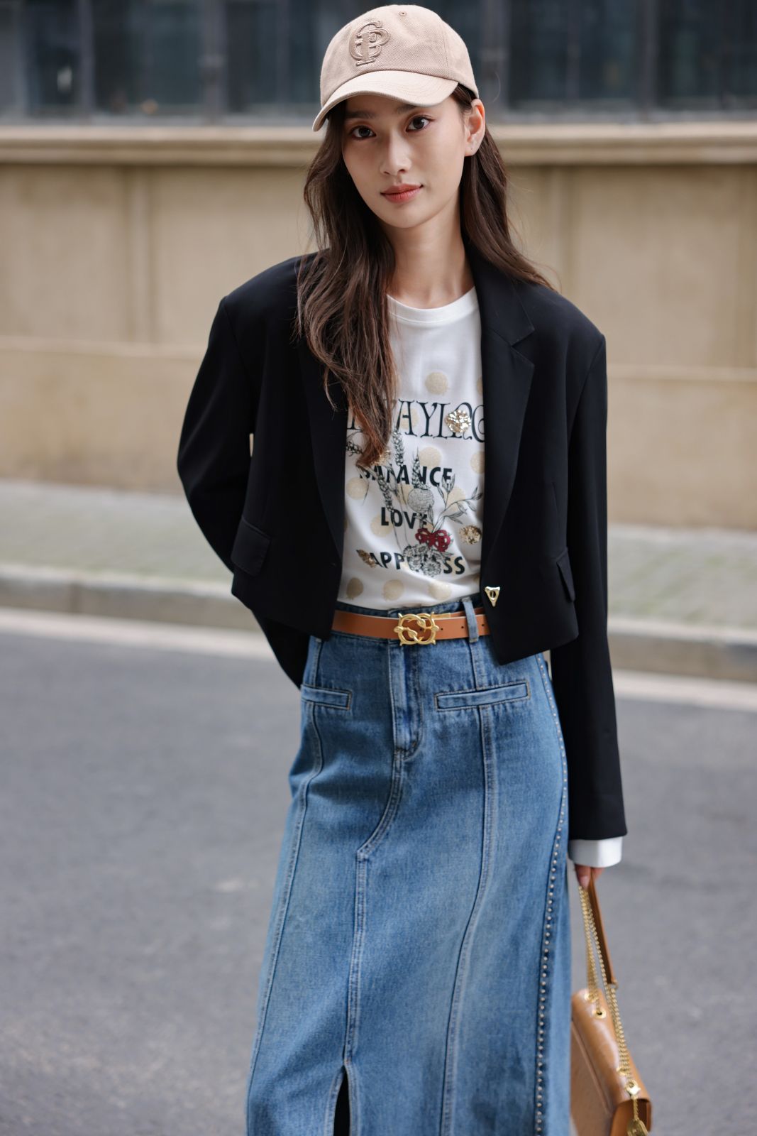 EP YAYING Split Cotton Midi Skirt EGIADJ301A