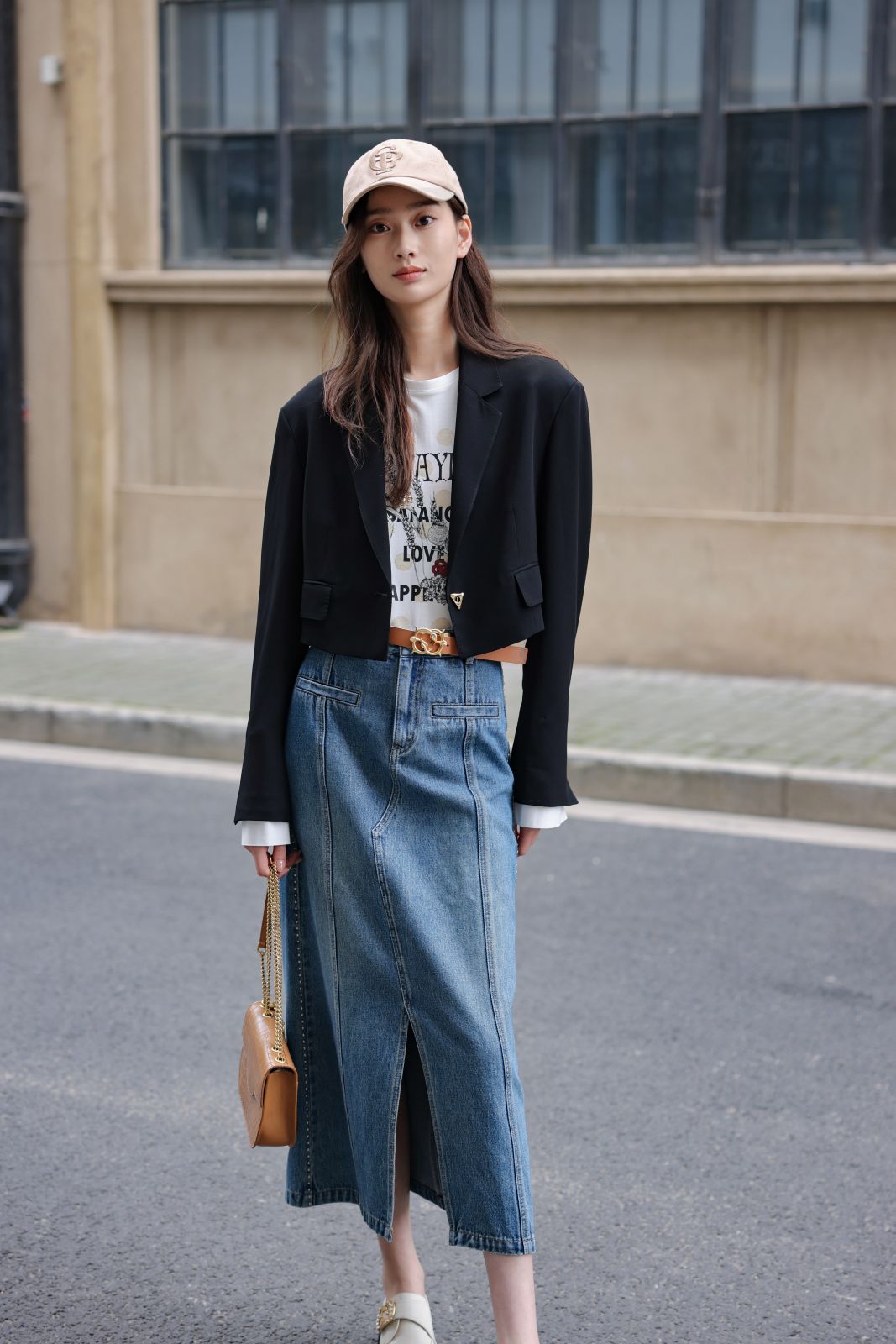 EP YAYING Split Cotton Midi Skirt EGIADJ301A