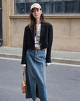 EP YAYING Split Cotton Midi Skirt EGIADJ301A