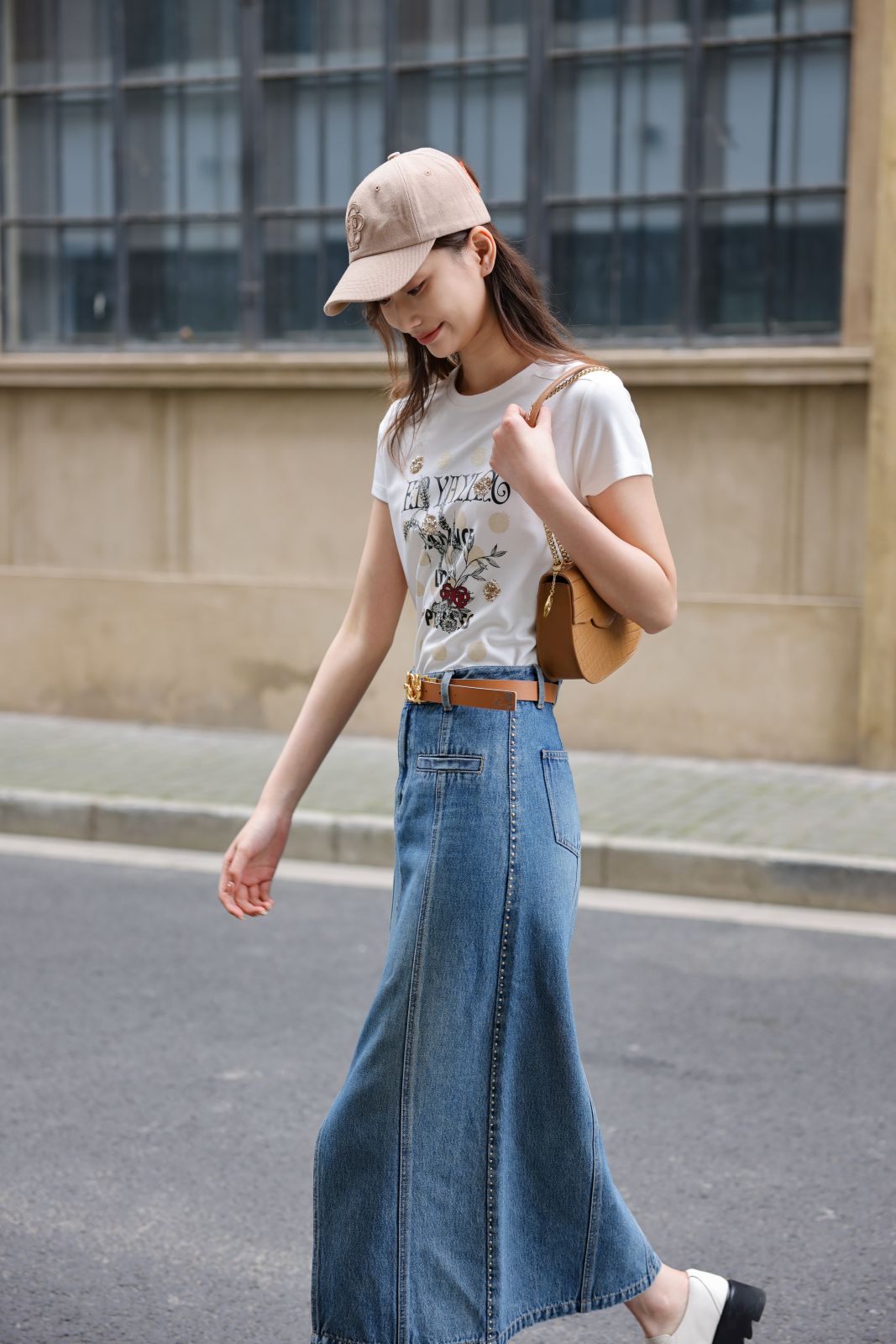 EP YAYING Split Cotton Midi Skirt EGIADJ301A