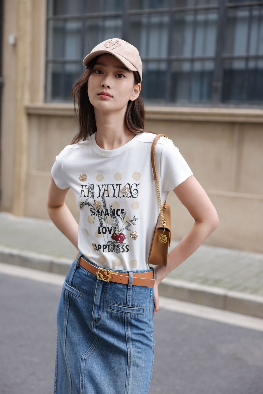 EP YAYING Split Cotton Midi Skirt EGIADJ301A
