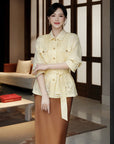 EP YAYING Silk Jacket with Adjustable Waist