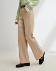 EP YAYING Khaki Loose-Fit Straight-Leg Pants