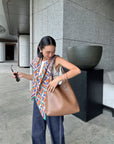 EP YAYING Large Silk-Wool Blend Scarf with Print EAKAGW202AG