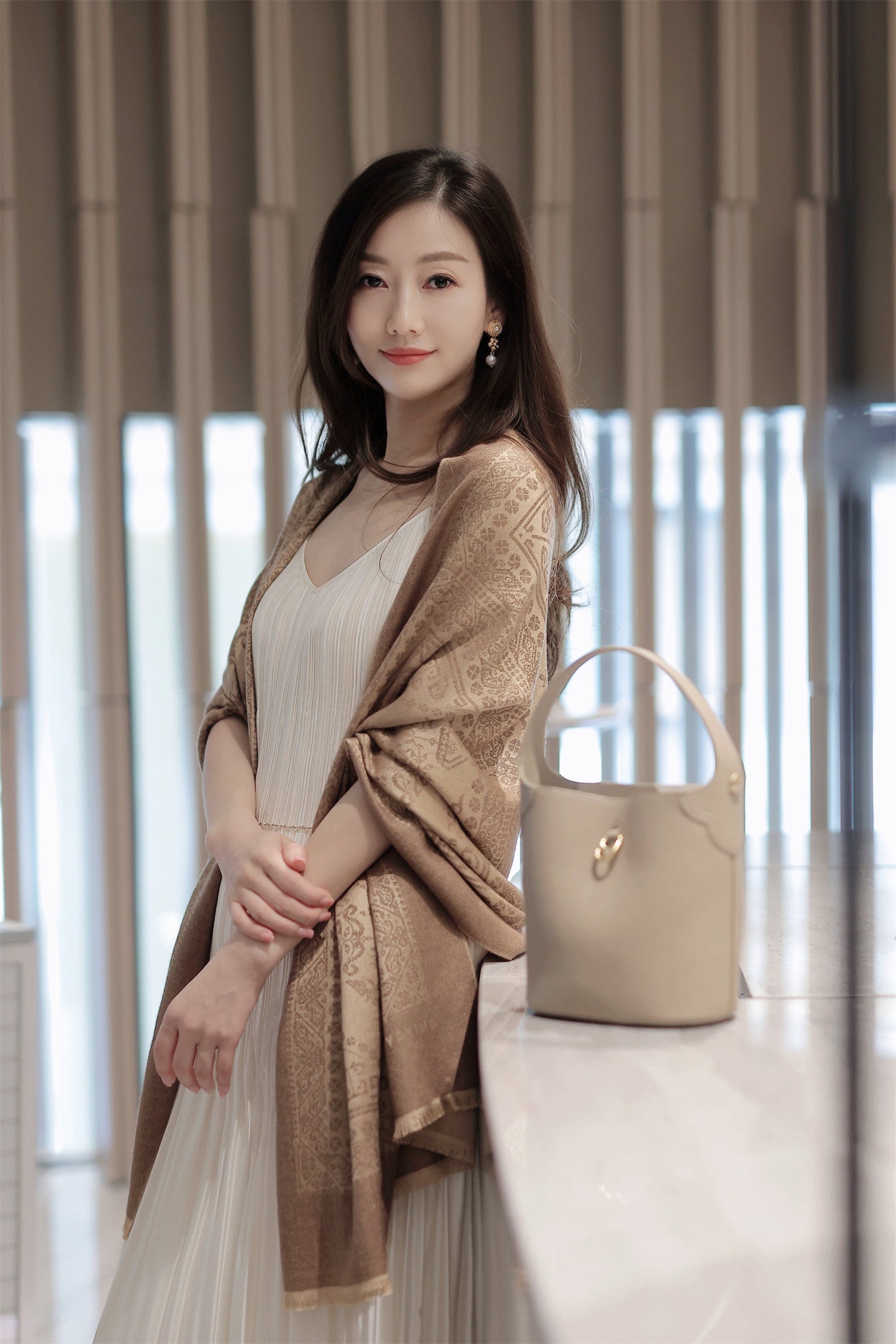 EP YAYING Printed Silk-Cashmere Long Scarf EAKAGW402AM