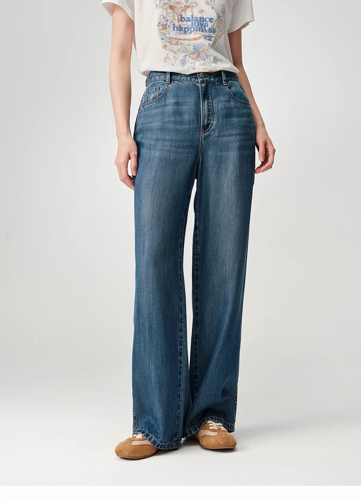 EP Yaying TENCEL Soft Denim Straight-Leg Jeans