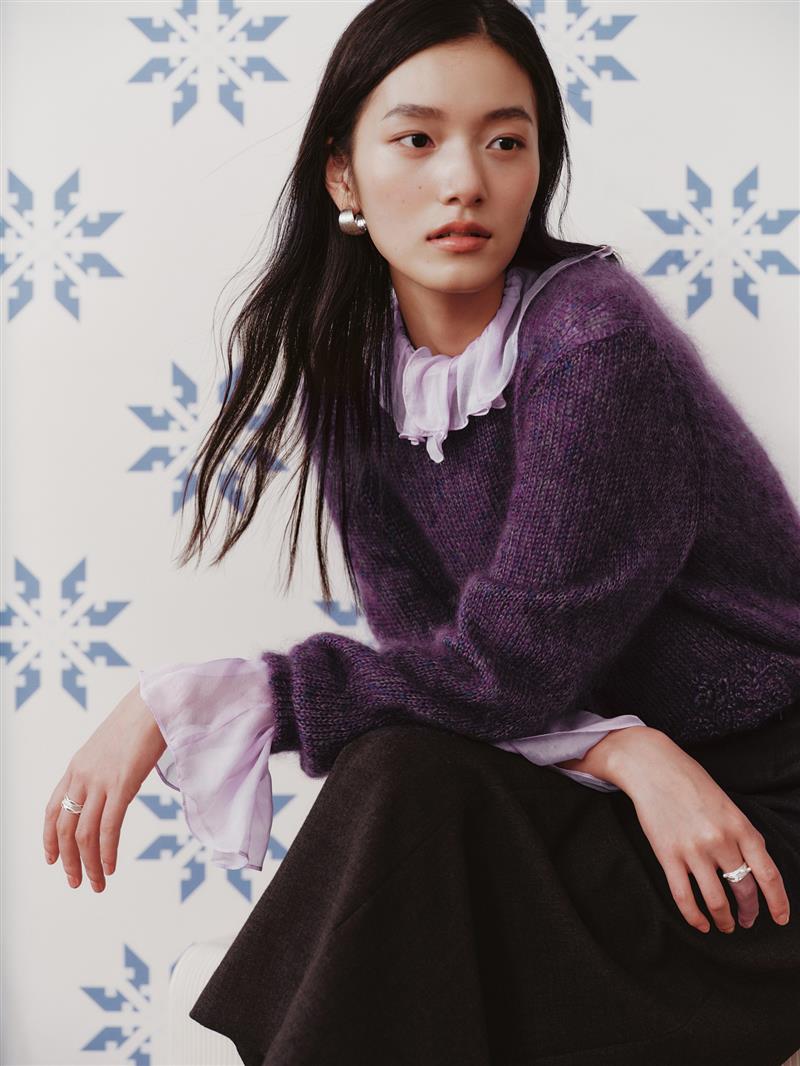 EP YAYING Embroidered Mohair &amp; Silk Cardigan
