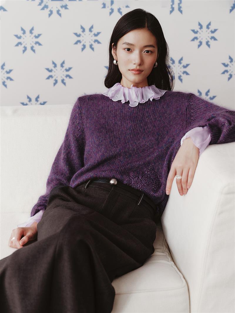 EP YAYING Embroidered Mohair &amp; Silk Cardigan