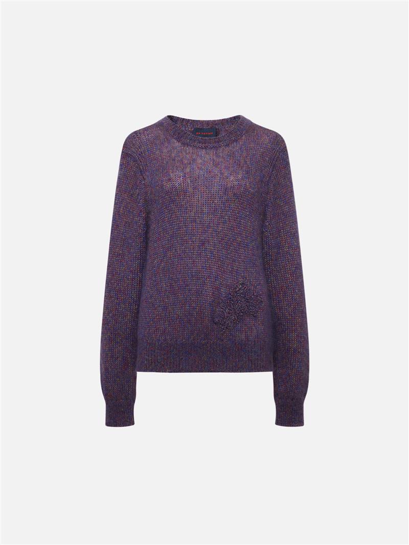 EP YAYING Embroidered Mohair &amp; Silk Cardigan
