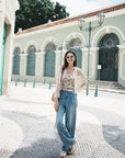 EP YAYING Openwork Cropped Bouclé Knit Cardigan