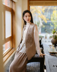 EP YAYING Wool Blend Embroidered Vest