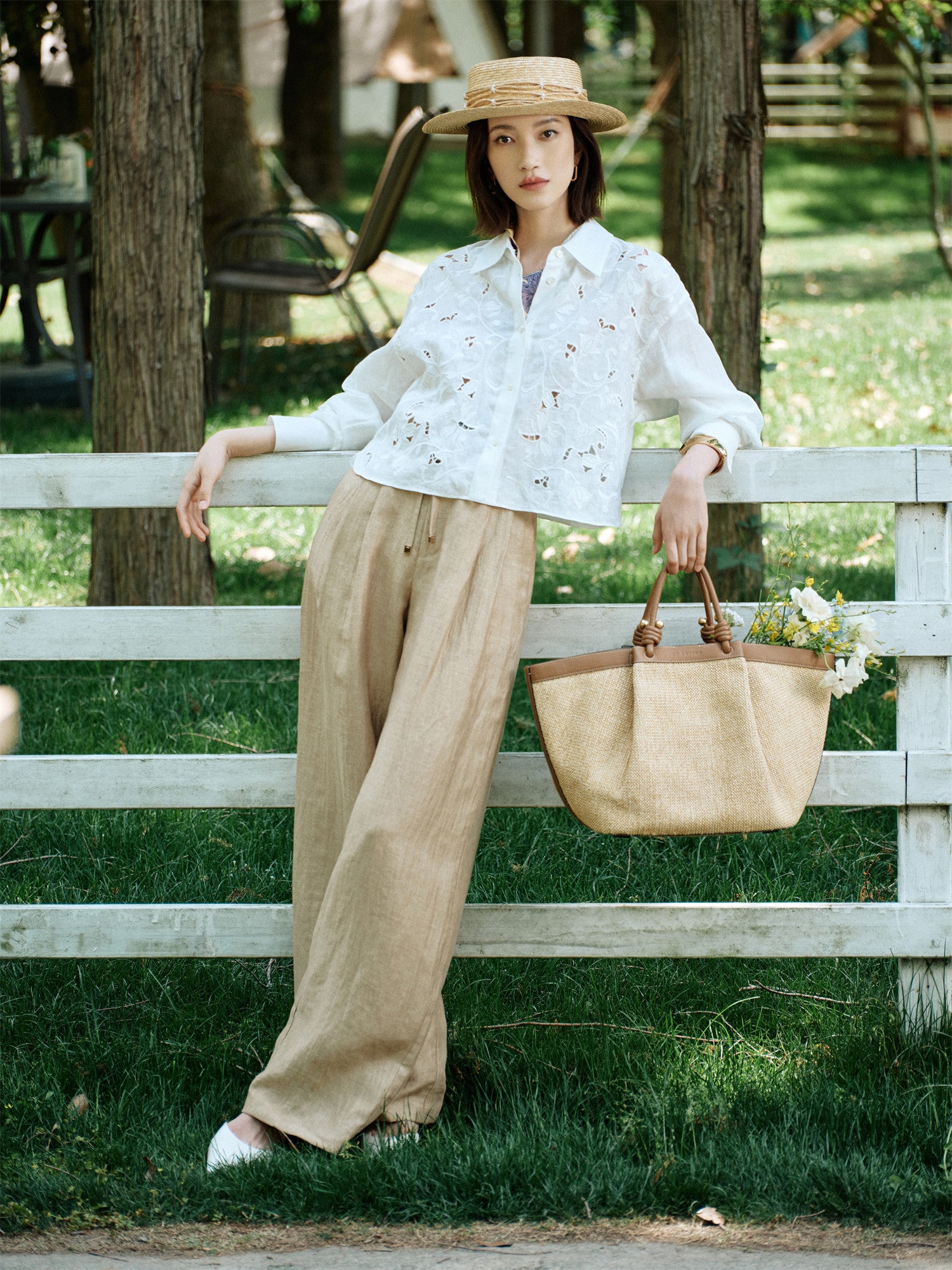 EP YAYING Loose Linen Wide-Leg Pants EGKEH6425AE