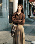 EP YAYING Slub Yarn Round Neck Knit Top