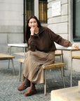 EP YAYING Slub Yarn Round Neck Knit Top