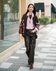 EP YAYING Yak Wool Jacquard Knit Cardigan