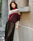 EP YAYING Color-Block Yak Wool Cashmere Knit Top