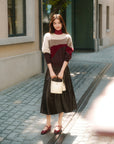 EP YAYING Color-Block Yak Wool Cashmere Knit Top