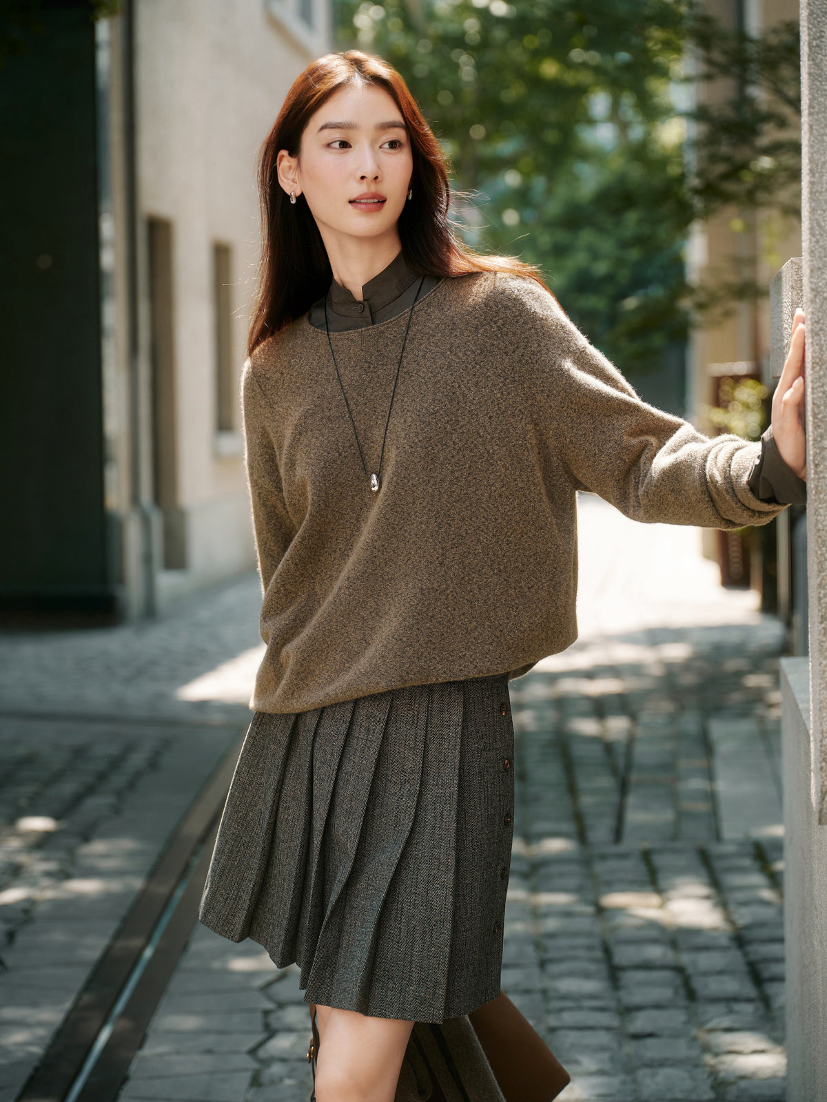 EP YAYING Yak Wool Relaxed-Fit Knit Top Sweater