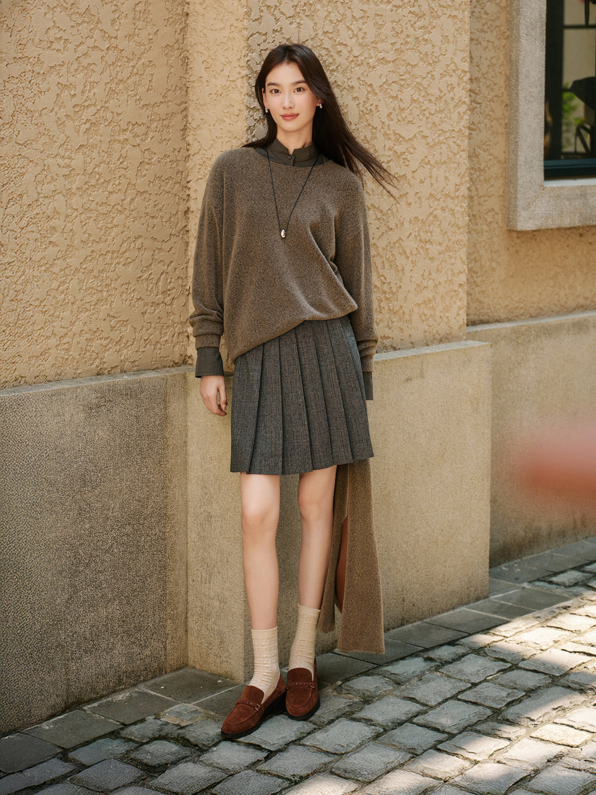 EP YAYING Yak Wool Relaxed-Fit Knit Top Sweater