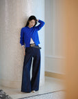 EP YAYING Blue Label 100% Cashmere Jacquard Knit Top