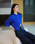 EP YAYING Blue Label 100% Cashmere Jacquard Knit Top