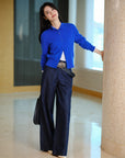 EP YAYING Blue Label 100% Cashmere Jacquard Knit Top
