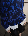 EP YAYING Blue Label Wool Relaxed-Fit Jacquard Sweater