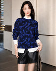 EP YAYING Blue Label Wool Relaxed-Fit Jacquard Sweater