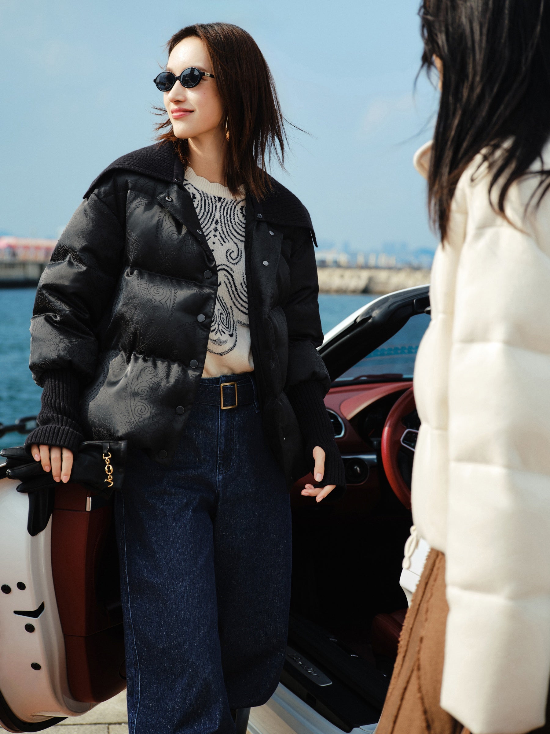 EP YAYING Knit-Panel Down Jacket