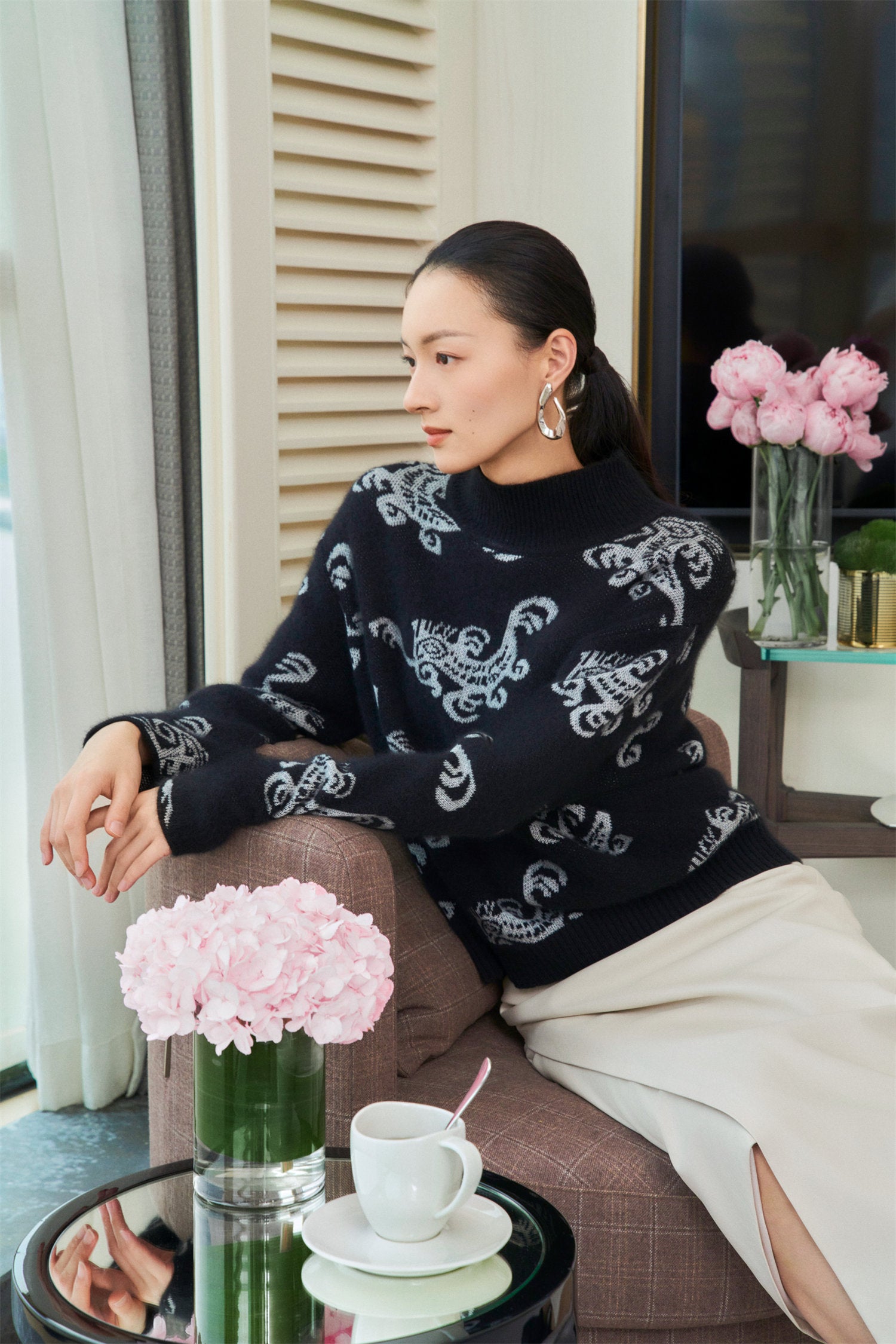 EP YAYING Jacquard Pullover Sweater