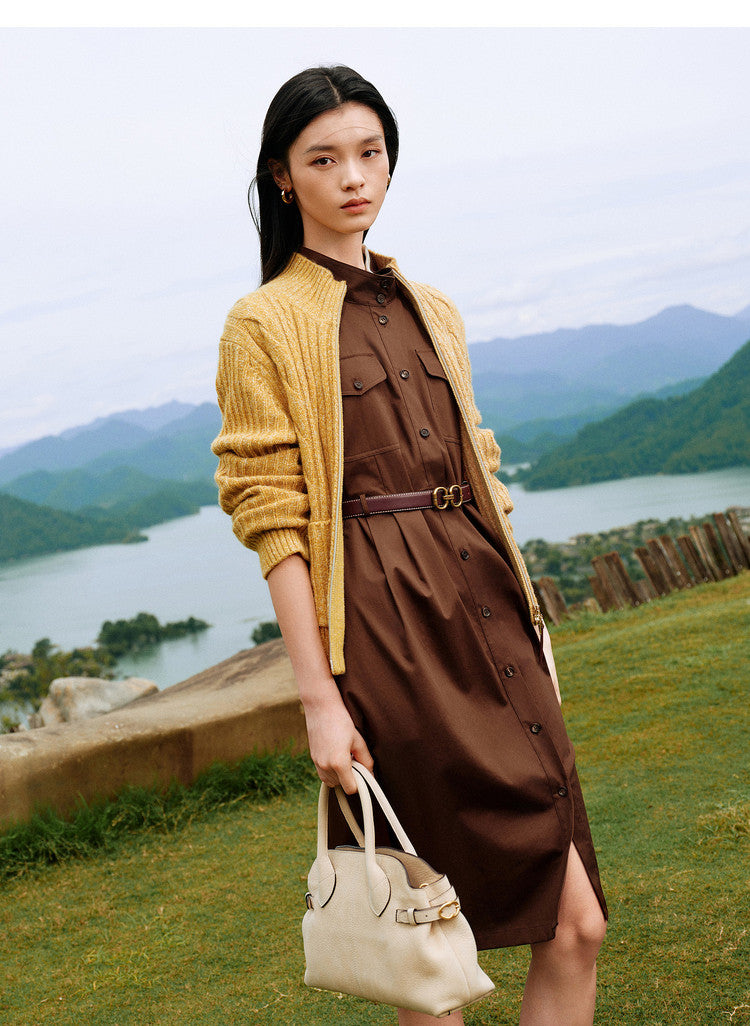 EP YAYING Cable‑Knit Textured Knit Jacket EGLIR9129A