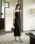 YAYING Triacetate Lace-Spliced Slip Dress EPLAE4201A