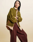 EP YAYING Wool‑Brushed Color‑Blocked Warm Jacket EGLIW1305A