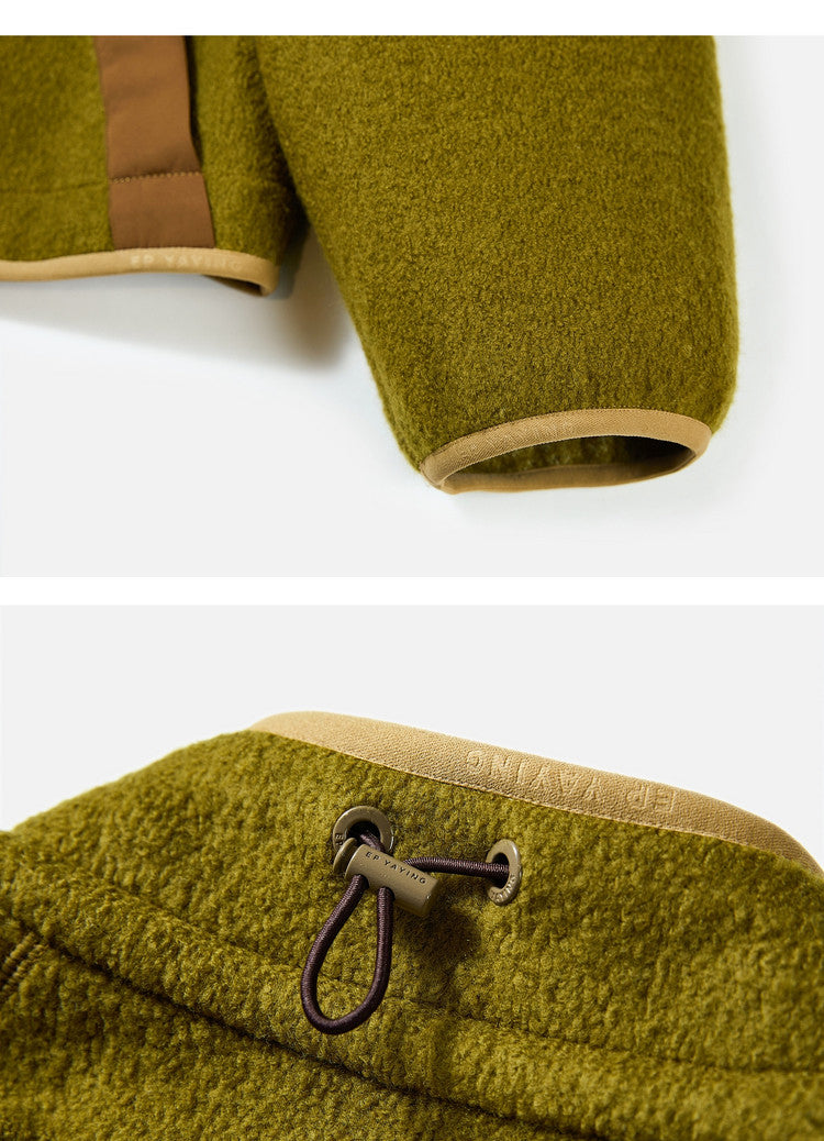 EP YAYING Wool‑Brushed Color‑Blocked Warm Jacket EGLIW1305A