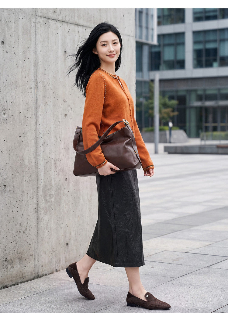 EP YAYING Faux‑Layer Color‑Block Knit Cardigan EGLIR9528B